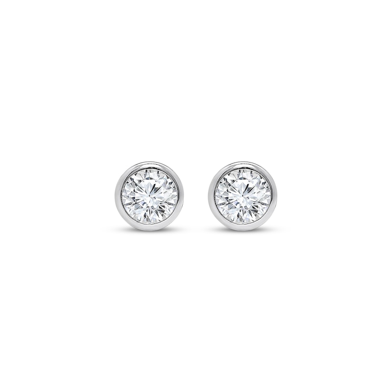 Main Image 2 of Lab-Grown Diamonds by KAY Round-Cut Bezel-Set Solitaire Stud Earrings 1 ct tw 14K White Gold (F/VS2)