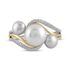 Thumbnail Image 3 of Memories Moments Magic Cultured Pearl & Diamond Three-Stone Ring 1/10 ct tw Sterling Silver & 10K Yellow Gold