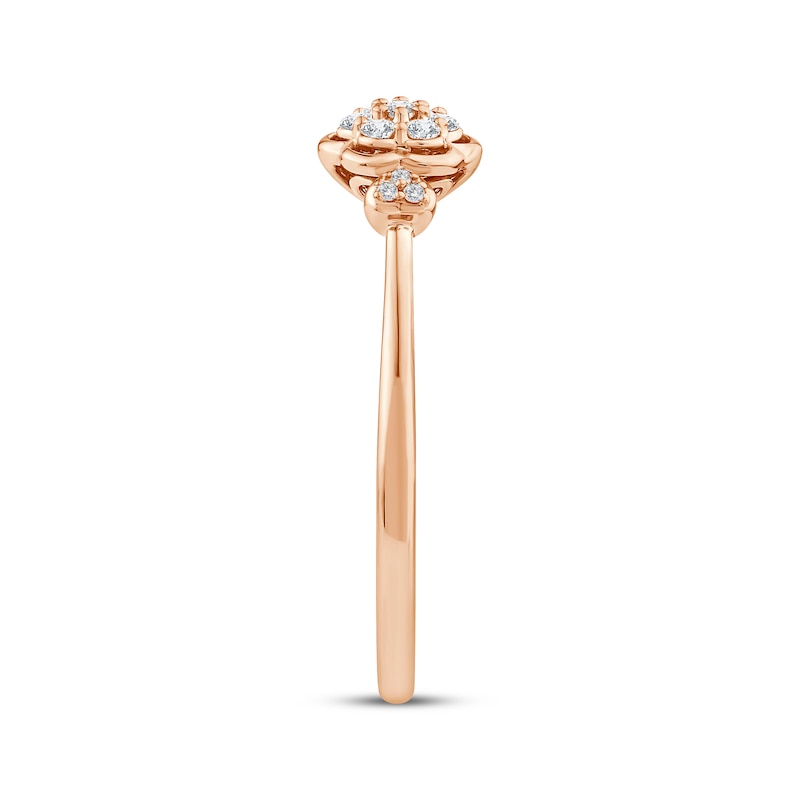 Main Image 2 of Multi-Diamond Flower Promise Ring 1/10 ct tw 24K Rose Gold Vermeil Sterling Silver