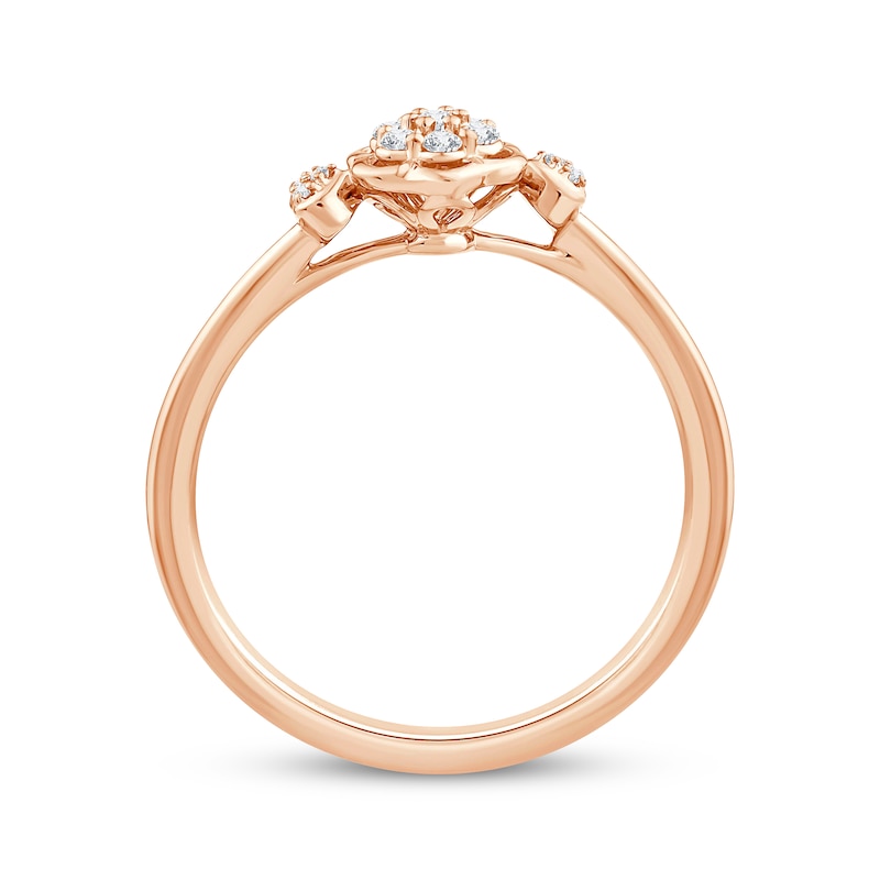 Main Image 3 of Multi-Diamond Flower Promise Ring 1/10 ct tw 24K Rose Gold Vermeil Sterling Silver