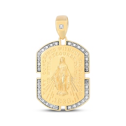 Men's Diamond Virgin Mary Medallion Charm 1/8 ct tw 10K Yellow Gold