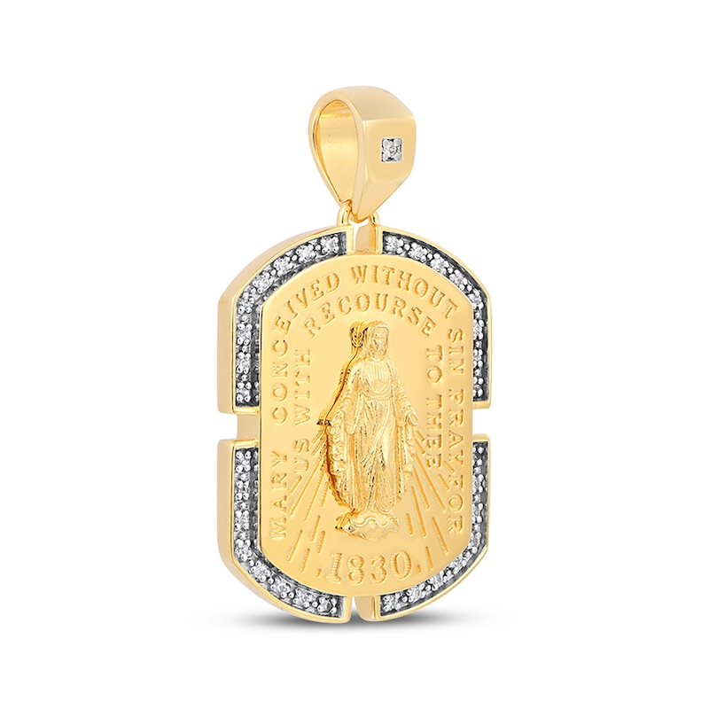 Main Image 2 of Men's Diamond Virgin Mary Medallion Charm 1/8 ct tw 10K Yellow Gold