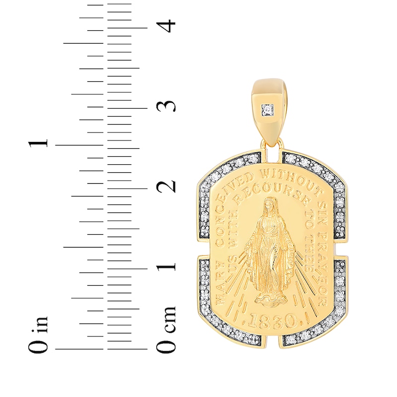 Main Image 4 of Men's Diamond Virgin Mary Medallion Charm 1/8 ct tw 10K Yellow Gold