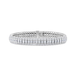 Princess & Round-Cut Diamond Three-Row Link Bracelet 10 ct tw 14K White Gold 7&quot;