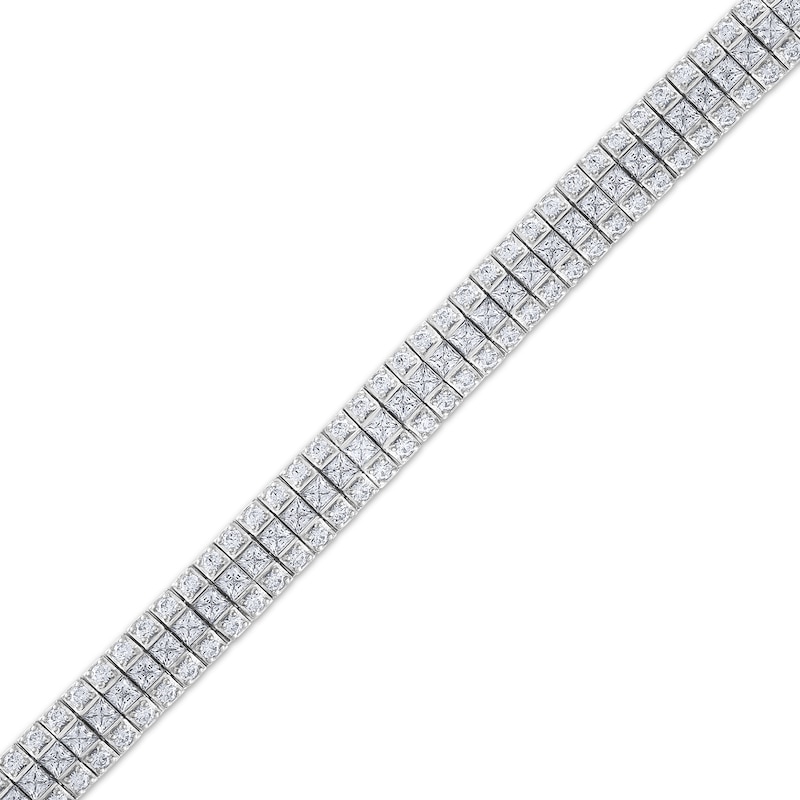 Main Image 2 of Princess & Round-Cut Diamond Three-Row Link Bracelet 10 ct tw 14K White Gold 7&quot;