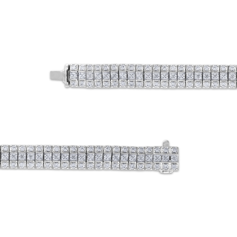 Main Image 3 of Princess & Round-Cut Diamond Three-Row Link Bracelet 10 ct tw 14K White Gold 7&quot;