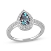 Thumbnail Image 1 of Pear-Shaped Lab-Created Alexandrite & White Lab-Created Sapphire Ring Sterling Silver