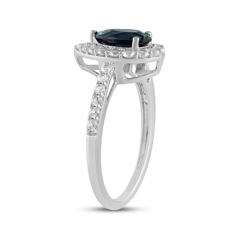 Main Image 2 of Pear-Shaped Lab-Created Alexandrite & White Lab-Created Sapphire Ring Sterling Silver