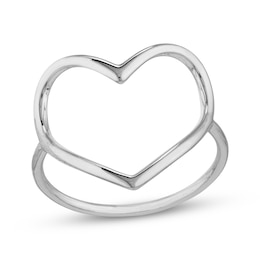 Oversized Open Heart Ring Sterling Silver