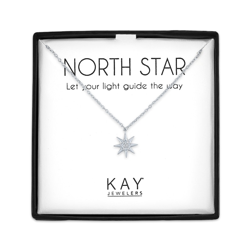 Main Image 1 of North Star Necklace with Diamond Accents Sterling Silver 18&quot;