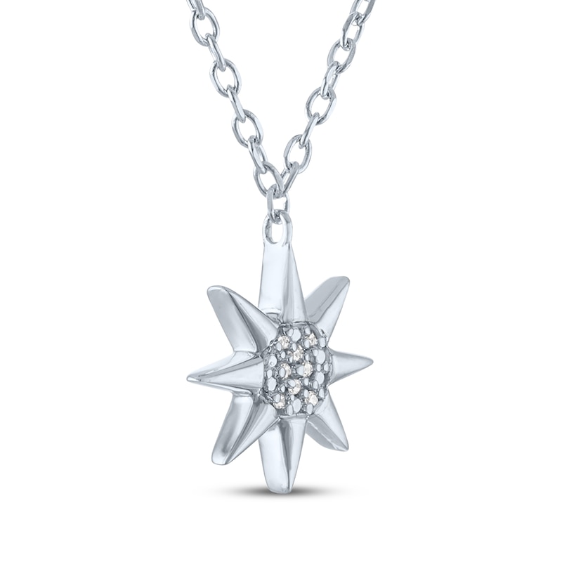 Main Image 3 of North Star Necklace with Diamond Accents Sterling Silver 18&quot;