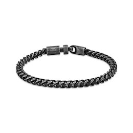 Men's Antique-Finish Foxtail Chain Bracelet 5mm Black Ion-Plated Solid Stainless Steel 8.5&quot;