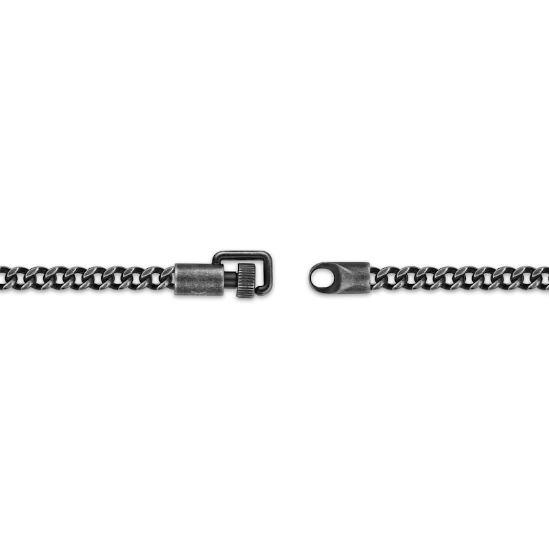 Main Image 3 of Men's Antique-Finish Foxtail Chain Bracelet 5mm Black Ion-Plated Stainless Steel 8.5&quot;