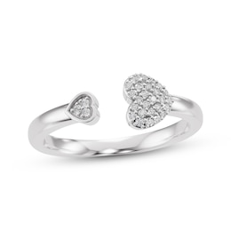 Diamond Hearts Deconstructed Ring 1/10 ct tw 10K White Gold