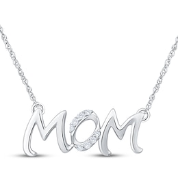 Diamond &quot;Mom&quot; Necklace 1/20 ct tw Sterling Silver 18&quot;