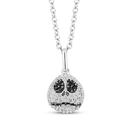 Disney Treasures The Nightmare Before Christmas Black & White Diamond Necklace 1/6 ct tw Sterling Silver 19&quot;