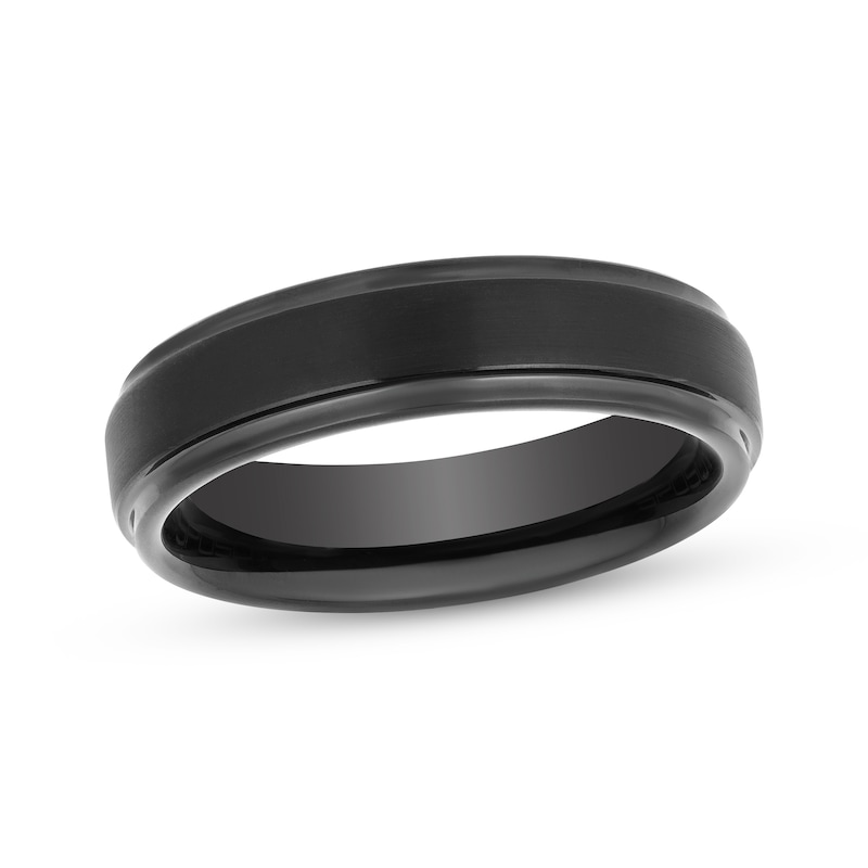 6mm Wedding Band Black Tungsten Carbide Size 10