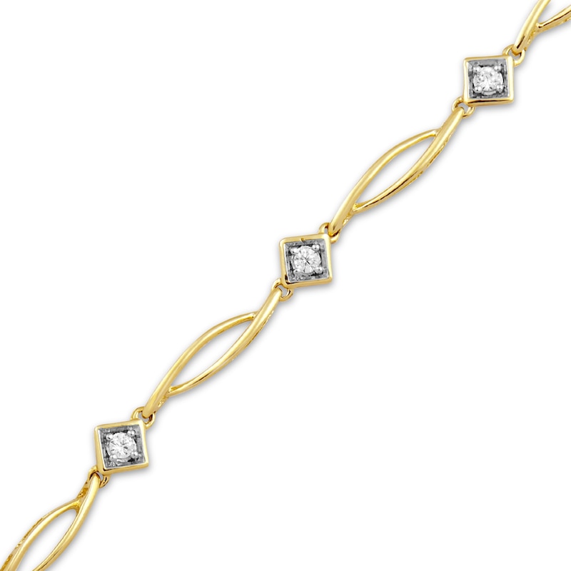 Diamond Link Bracelet 1/4 ct tw 10K Yellow Gold 7.5”
