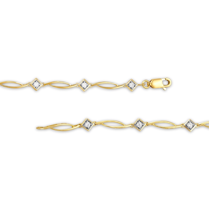 Diamond Link Bracelet 1/4 ct tw 10K Yellow Gold 7.5”