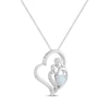 Thumbnail Image 2 of Heart-Shaped Lab-Created Opal & White Lab-Created Sapphire Mother & Child Heart Necklace Sterling Silver 18&quot;