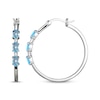 Thumbnail Image 3 of Oval-Cut Swiss Blue Topaz & White Lab-Created Sapphire Hoop Earrings Sterling Silver