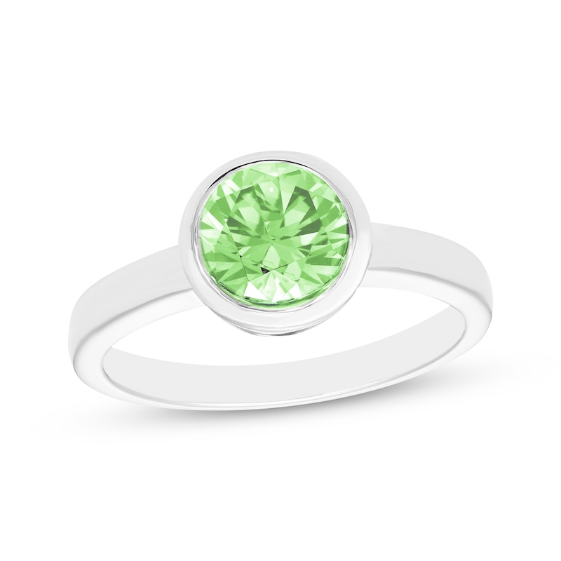 Peridot Solitaire Bezel-Set Ring Sterling Silver