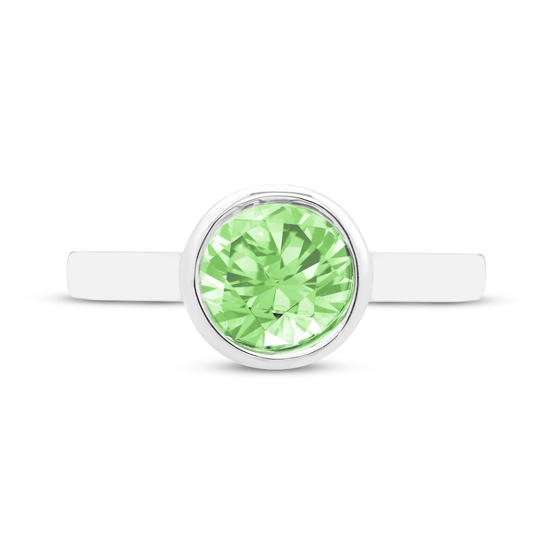 Peridot Solitaire Bezel-Set Ring Sterling Silver