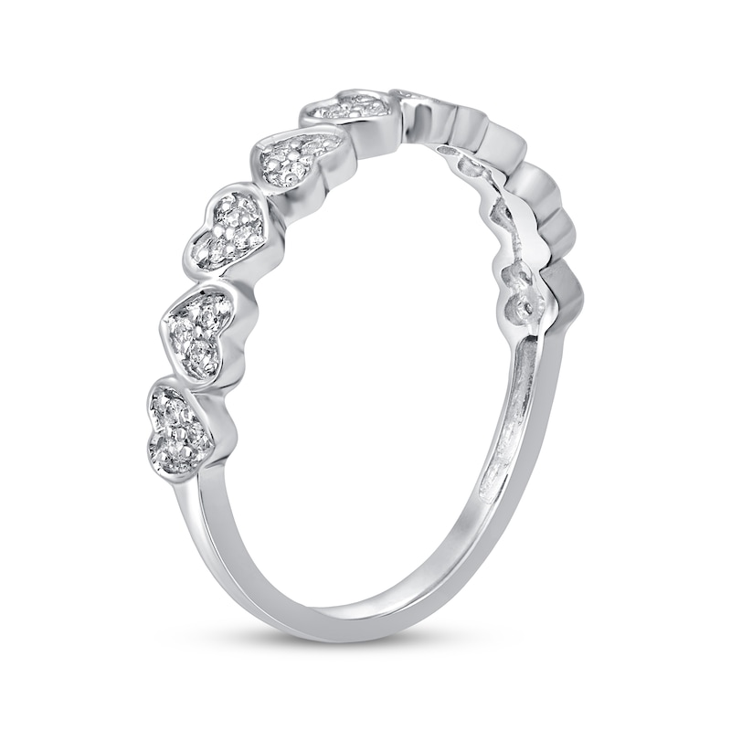 Diamond Heart Ring 1/8 ct tw Round-cut Sterling Silver