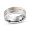 Thumbnail Image 1 of Beveled Edge Wedding Band Tungsten Carbide & Yellow Ion Plating 8mm