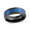 Thumbnail Image 0 of Center Stripe Wedding Band Black & Blue Ion-Plated Tungsten Carbide 8mm