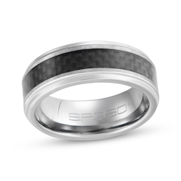 Checker Pattern Wedding Band Tungsten Carbide & Carbon Fiber 8mm
