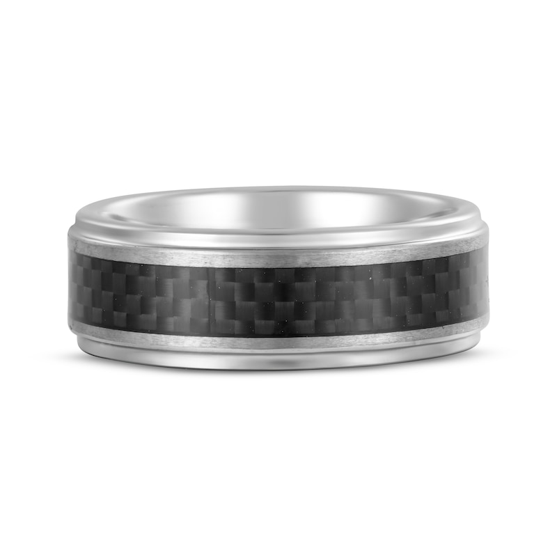 Main Image 3 of Checker Pattern Wedding Band Tungsten Carbide & Carbon Fiber 8mm