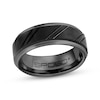 Thumbnail Image 1 of Diagonal Groove Wedding Band Black Tungsten Carbide 8mm