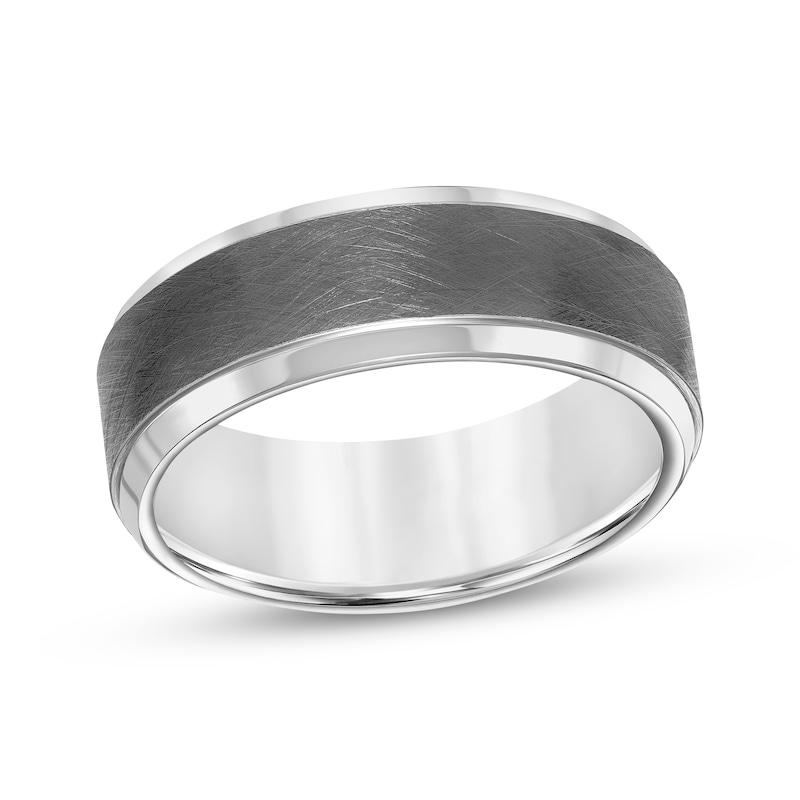 Main Image 1 of Crystalline Finish Wedding Band Gunmetal Gray Tungsten Carbide 8mm