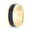 Thumbnail Image 1 of Tired Tread Pattern Wedding Band Yellow & Black Tungsten Carbide 8mm