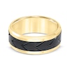 Thumbnail Image 2 of Tired Tread Pattern Wedding Band Yellow & Black Tungsten Carbide 8mm