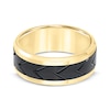 Thumbnail Image 3 of Tired Tread Pattern Wedding Band Yellow & Black Tungsten Carbide 8mm