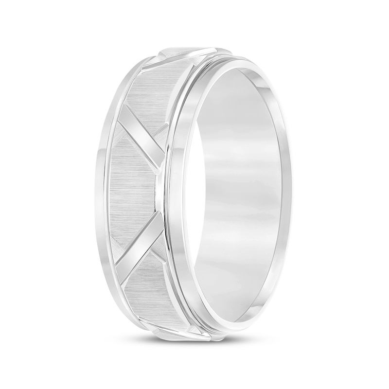 Main Image 2 of Grooved Wedding Band White Tungsten Carbide 8mm