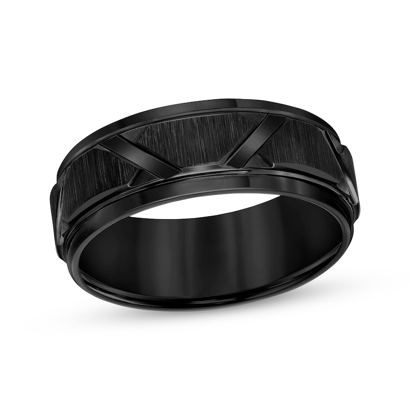 Main Image 1 of Wedding Band Black Tungsten Carbide 8mm