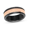 Thumbnail Image 1 of Beveled Edge Wedding Band Black & Rose-Tone Tungsten Carbide 8mm