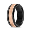 Thumbnail Image 2 of Beveled Edge Wedding Band Black & Rose-Tone Tungsten Carbide 8mm