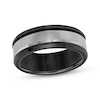 Thumbnail Image 1 of Beveled Edge Wedding Band Black & White Tungsten Carbide 8mm