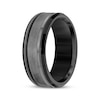 Thumbnail Image 2 of Satin Finish Wedding Band Black & Gray Tungsten Carbide 8mm