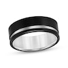 Thumbnail Image 1 of Contrast Channel Wedding Band Black & White Tungsten Carbide 8mm