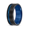 Thumbnail Image 2 of Contrast Channel Wedding Band Black & Blue Tungsten Carbide 8mm