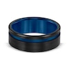 Thumbnail Image 3 of Contrast Channel Wedding Band Black & Blue Tungsten Carbide 8mm