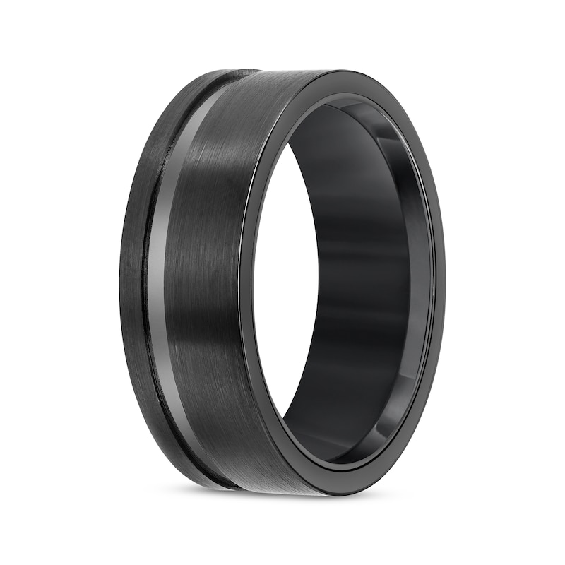 Main Image 2 of Channel Wedding Band Black Tungsten Carbide 8mm