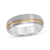 Thumbnail Image 1 of Contrast Channel Wedding Band Gray & Yellow Tungsten Carbide 6.5mm