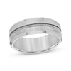 Thumbnail Image 1 of Cable Inlay Beveled Edge Wedding Band Tungsten Carbide & Stainless Steel 8mm