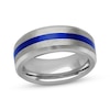 Thumbnail Image 1 of Blue Ceramic Stripe Wedding Band Tungsten Carbide 8mm